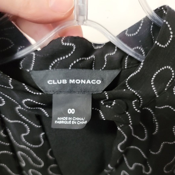 Club Monaco Women's Sheer Panel Long Sleeve Knee Length Shift Dress Black SZ 00 - Picture 8 of 8